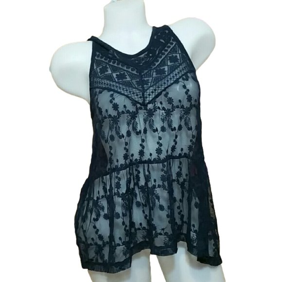 Express Navy Lace Camisole Tank Top Swimsuit CoverUp XS - Picture 1 of 7